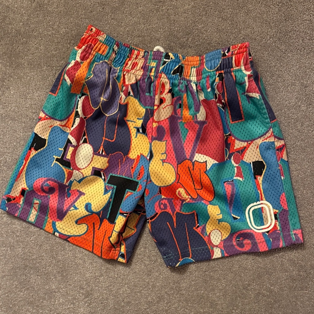 Colorful Graffiti Overtime Boys Basketball Shorts Youth XL